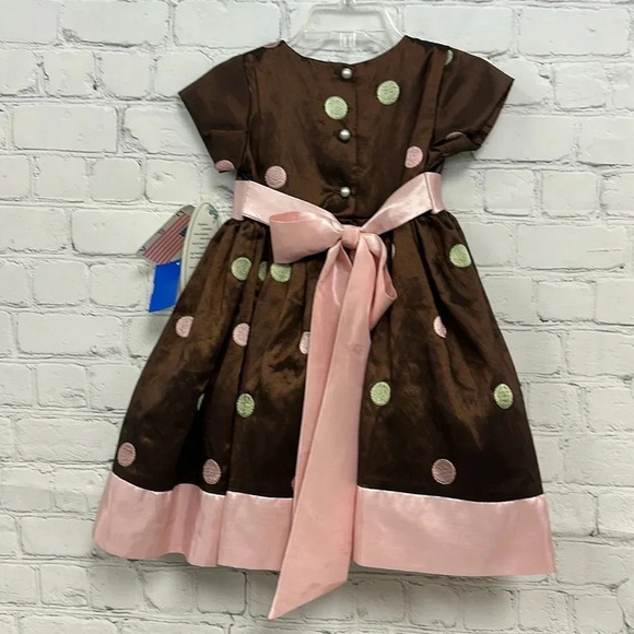 Sweet Pea & Lilli heirloom Collection brown and pink Dress NWT 18-24M - Picture 3 of 3